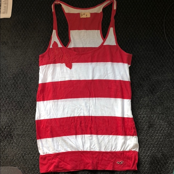Striped racer back tank with flower detail - Picture 3 of 3